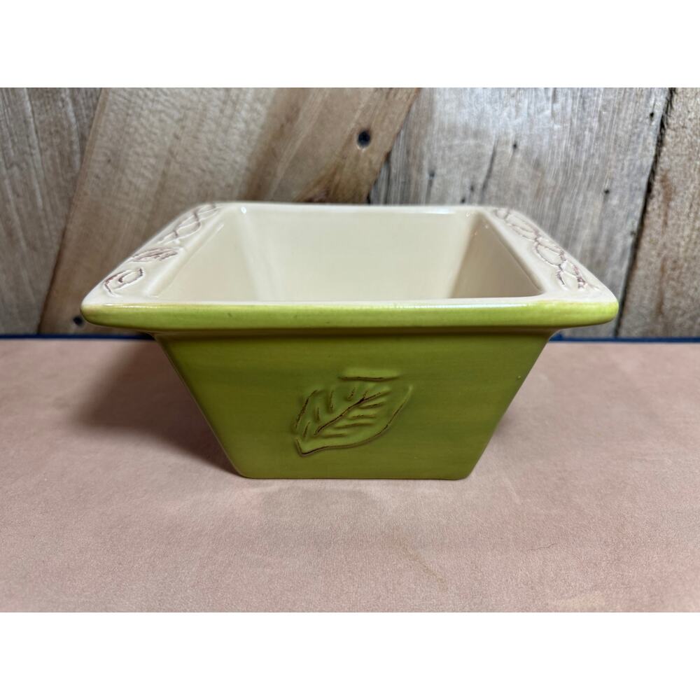 Tastefully Simple Host Collection Ceramic Dip Bowl Baking Dish In Olive Green
